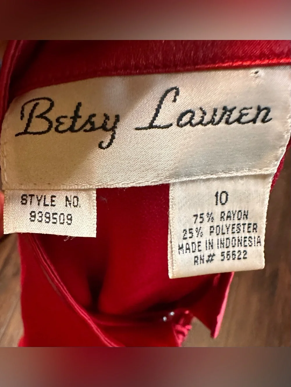 Betsy Lauren Red Tang Suit with Mandarin lounge pants w/ Elastic Waist size 10